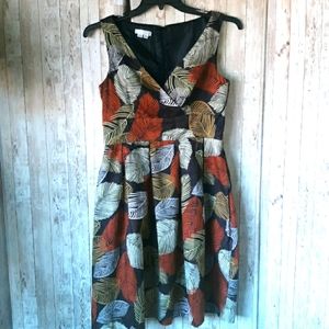 London Times Leaf-print Dress